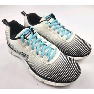 Skechers Womens 7.5 M Air Cooled Memory Foam Athletic Sneakers White Striped